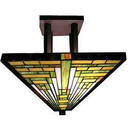 Tiffany style Frank Lloyd Wright Mission Ceiling Lamp  