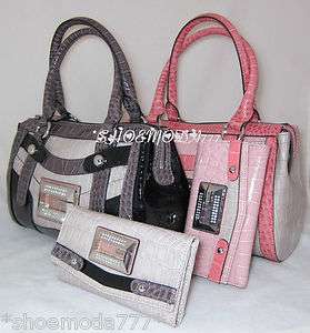   Rhinestones Logo Bag Purse Handbag Satchel Sac Wallet New Beige Pink