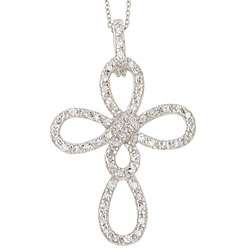 Sterling Silver and Cubic Zirconia Cross Pendant  Overstock