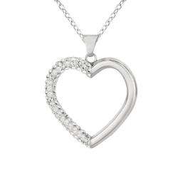 Sterling Silver Crystal Heart Necklace  Overstock