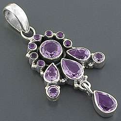 Sterling Silver Amethyst Pendant (India)  Overstock