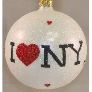 Love New York City NYC Polish Glass Christmas Ornament:  