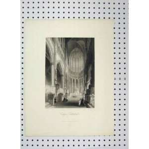   Cologne Cathedral C1865 Interior People Praying Print
