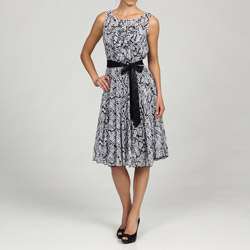 Fashions Womens Geometric Ruffle Sash Belt Dress  Overstock