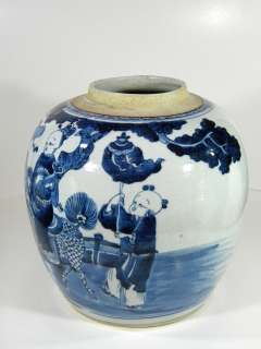 Blue White Ginger Jar Antique CHINESE EXPORT PORCELAIN  