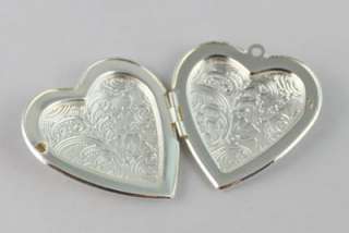 5PCS Silver Plate Heart Locket Pendant 42x40mm #20403  