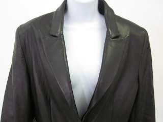 ZABARI Black Leather Longsleeve Lined Jacket Coat Sz L  
