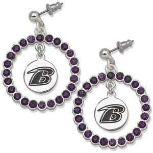  Baltimore Ravens Earrings   Purple Crystals & Team Logo 