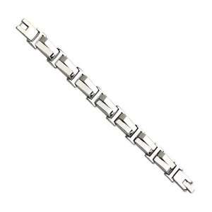  Mens 8.5 Shiny Solid Stainless Steel Bar Link Bracelet Jewelry