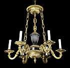 Vintage Brass Bouillotte Hanging Lamp Black Tole Bronze French Empire 