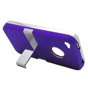  iPhone 4 Purple Rubberized Hard Case with Stand: Cell 