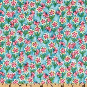   Wide Cat titude Flowers Teal Fabric By The Yard: Arts, Crafts & Sewing