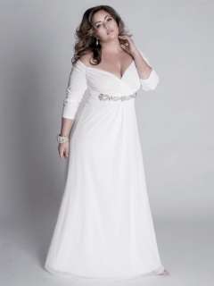 Sleeves Chiffon Plus Size Bridal Wedding Gown Dress Size6 8 10 12 