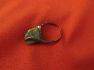 Vintage Inlaid Turquoise Chunky Rock Ring Size 7 Ethnic Tribal 