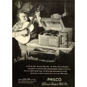 1947 Ad Philco Troubadour 48 Radio Phonograph 1256   Original Print 