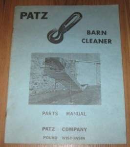 Patz Barn Cleaner Parts Manual  
