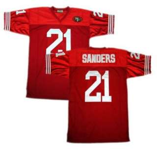 Deion Sanders #21 San Francisco 49ers Red Sewn Throwback Mens Size 
