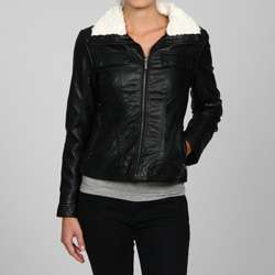 Honee Womens Faux Leather Touch Fur Lined Jacket  Overstock
