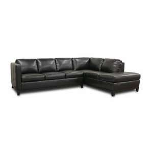 Ron Black Leather Sectional Sofa