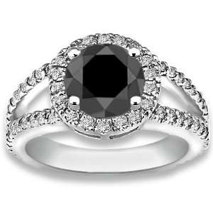  1.47 ctw 14k WG AAA Solitaire Black Diamond with White 