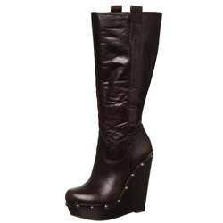 Jessica Simpson Womens Elisha Dark Brown Leather Wedge Boots FINAL 