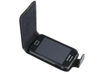 Black Flip Leather Case For Samsung Galaxy Ace S5830  