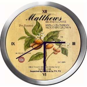  MATTHEWS 14 Inch Coffee Metal Clock Quartz Movement 