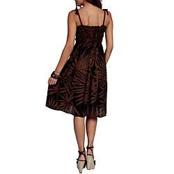 Womens Brown Palm Print Strapless Sun Dress (Indonesia)  Overstock 