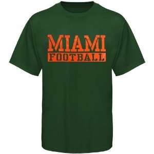  NCAA Miami Hurricanes Green Stencil Football T shirt 