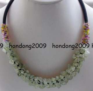 Natural Prehnite Chip Beads Gemstone Necklace 18  