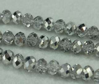 50pcs Half Silver Faceted Glass Bead 6mm   