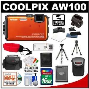 com Nikon Coolpix AW100 Shock & Waterproof GPS Digital Camera (Orange 