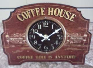 Antique Style Coffee Espresso Shelf Clock Clocks Sign  
