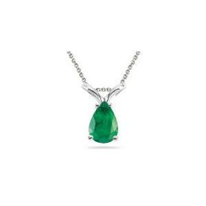  0.64 Cts Emerald Solitaire Pendant in 14K White Gold 