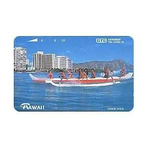 Collectible Phone Card: 10u Canoe. GTE Hawaiian Logo At Top   White 
