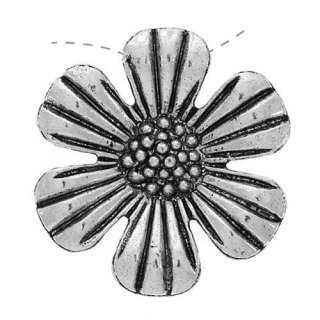 Silver Tone Metal Groovy Daisy Flower Pendant 35mm (1)  