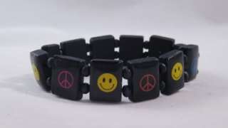12 New Wholesale Wood Happy Face Peace Sign Bracelets #B1180  