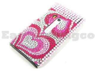 Crystal Bling Back Case Cover for Nokia N9 Pink Heart  