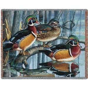  Backwater Woodies Wood Ducks Tapestry Throw Blanket
