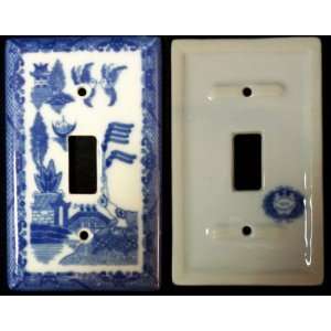 BLUE WILLOW Ceramic Light Switch Cover Single