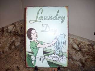 VINTAGE 50s STYLED DISTRESSED 11 LAUNDRY DAY SIGN New 054798910614 