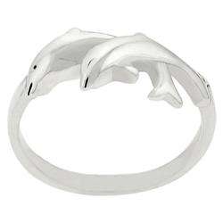 Sterling Silver Two Dolphin Ring  