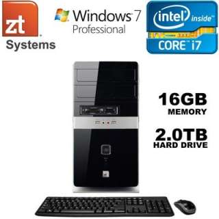 ZT Windows 7 Pro Desktop Intel Core i7 2600 Processor HDMI USB 3.0, 24 