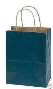 100 KRAFT PAPER BAGS SHOPPING GIFT BAG 8X5X10 BLUE  