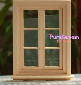 12 Dollhouse Wooden Window Frame Double opening 6 Light Homework 