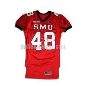  Red No. 48 Game Used SMU Nike Football Jersey