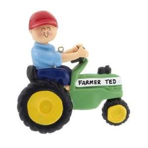 Personalized Green Tractor Male Christmas Ornament:  Home 