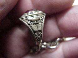 VINTAGE Sterling Silver HIGH SCHOOL CLASS RING Charm, 1960s w/RED 