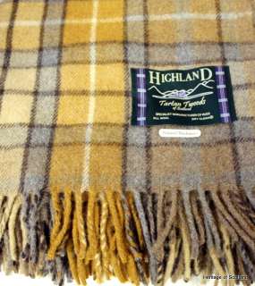 Scottish Pure Wool Buchanan Natural Tartan Rug Blanket  
