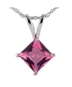 14k White Gold and Sterling Silver Pink Topaz Necklace  